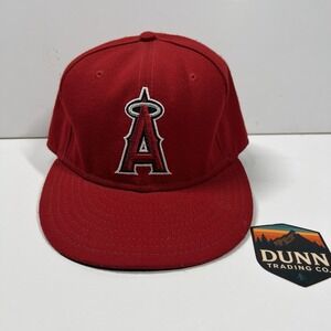 Los Angeles Angels Hat Fitted 7 3/8 Red MLB Baseball Cool Base On Field Cap